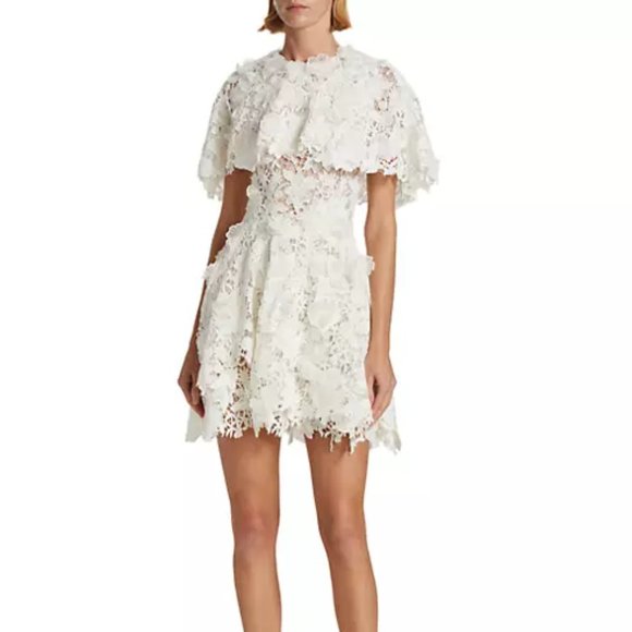NWT Jason Wu Collection Floral Guipure Lace Cape Minidress in white size 2 #1128 - Picture 1 of 13